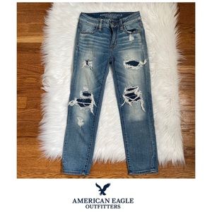 AEO Hi-Rise Heavily Distressed Jeans